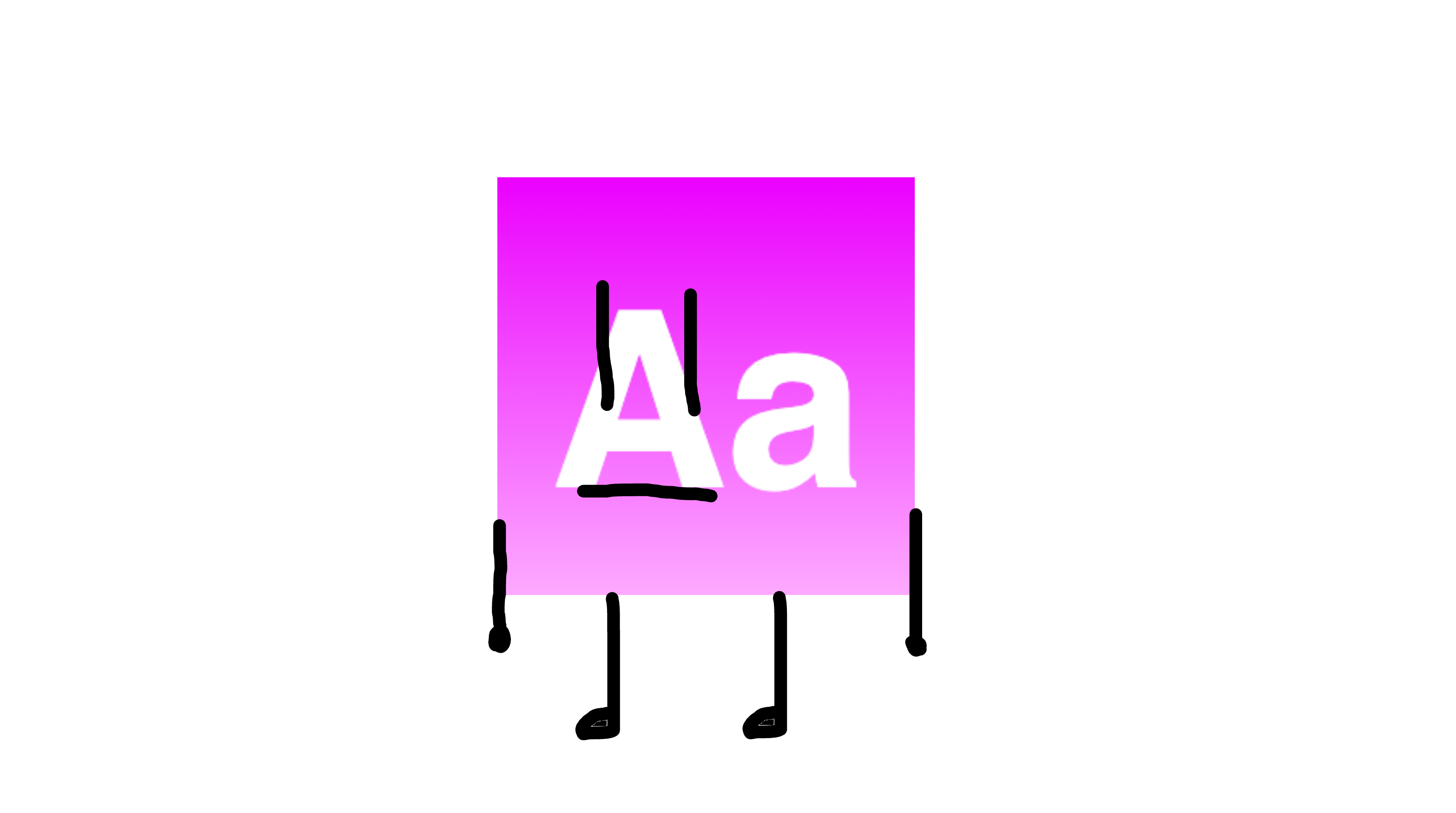 Anzat - A magenta square character with a large white letter A and arms